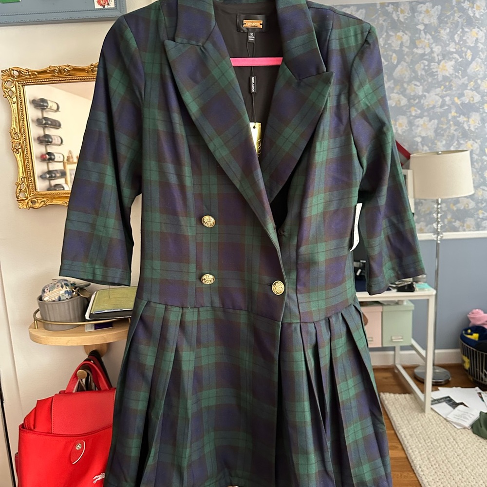 Alexia Admor Green and Blue Long Sleeve Dress